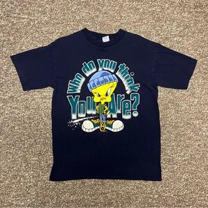 1995 Single Stitch Tweety Bird Looney Tunes Gangster Made in USA Warner Bros Tee
